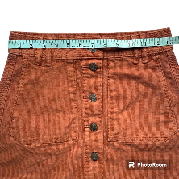 American Eagle High Waisted Corduroy Mini Skirt Rust/Brown Size 00 - Picture 12 of 12
